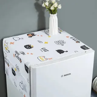 Household Cartoon Refrigerator Waterproof Dust Cover With Organizer Pocket